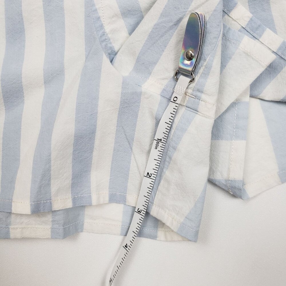Madewell Cotton Poplin Pull-On Shorts Women's Sz Large Weathered Sky Blue Stripe - Picture 7 of 16
